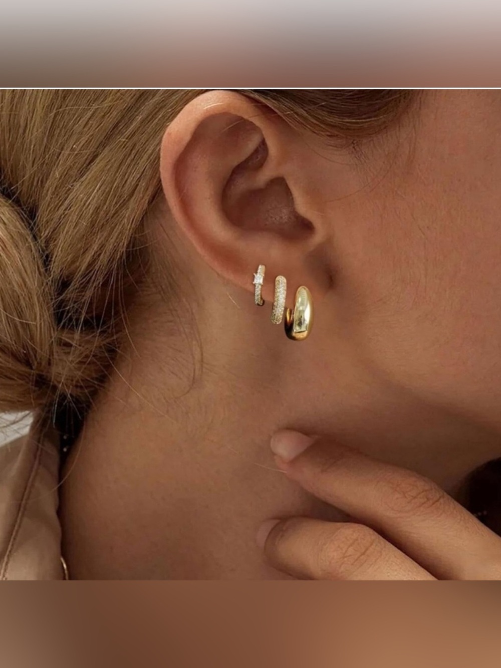 14k Gold Plated 6pc Huggie Hoop Earring Set